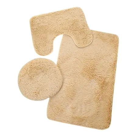 Buganda 2 Pieces Shaggy Absorbent Soft Bath Mat U-Shaped Toilet Contour Rug