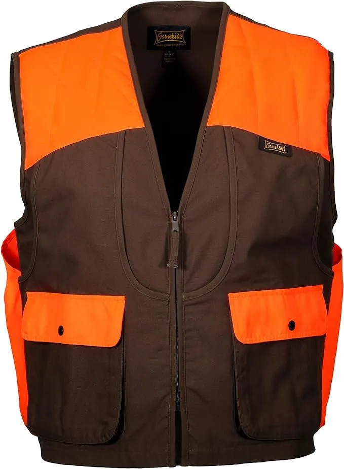 Gamehide Briar-Proof Upland Hunting Vest, Large, Dark Brown/Orange