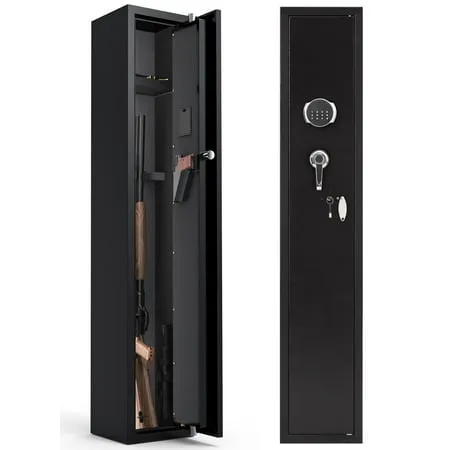 BENTISM Gun Safe Rifle Safe with Fingerprint & Digital Keypad Lock Gun Safe Cabinet for 6 Rifles & 4 Pistols with Built-in Storage Locker Large Heavy-Duty Security Safe with LED Light, Alarm System