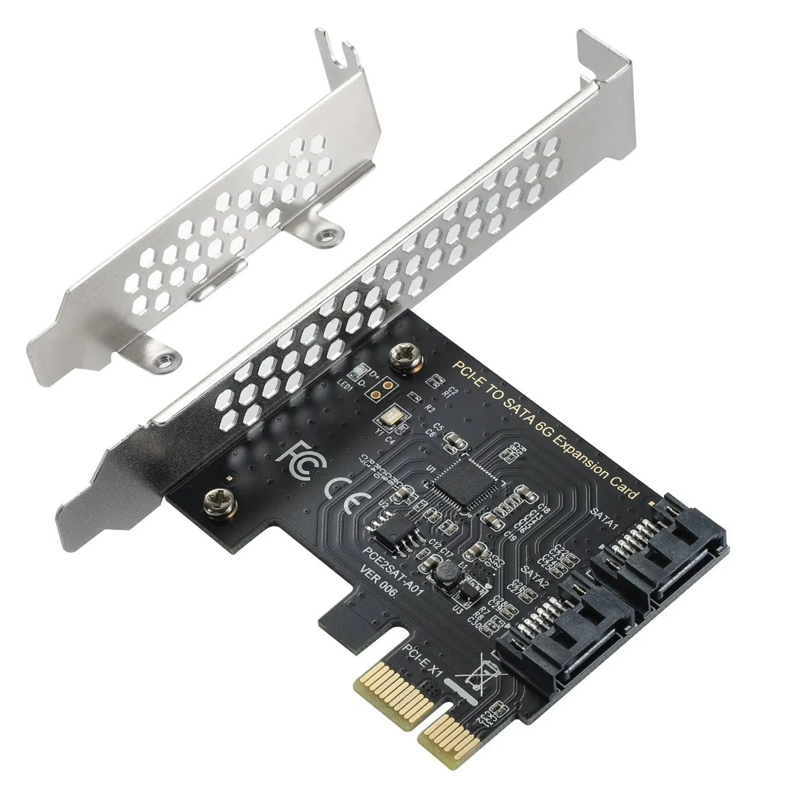 PCIe SATA Card 2 Ports, PCI-E to SATA Expansion Card,6Gbps PCI-E (2X 4X 8X 16X) SATA 3.0 Controller Card for Windows10/8/7/XP/Vista/Linux,Support SSD and HDD