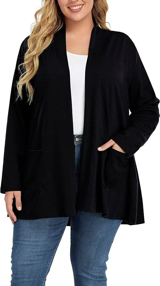 Shiaili Long Plus Size Cardigans for Women Easy to Wear Open Front Clothing