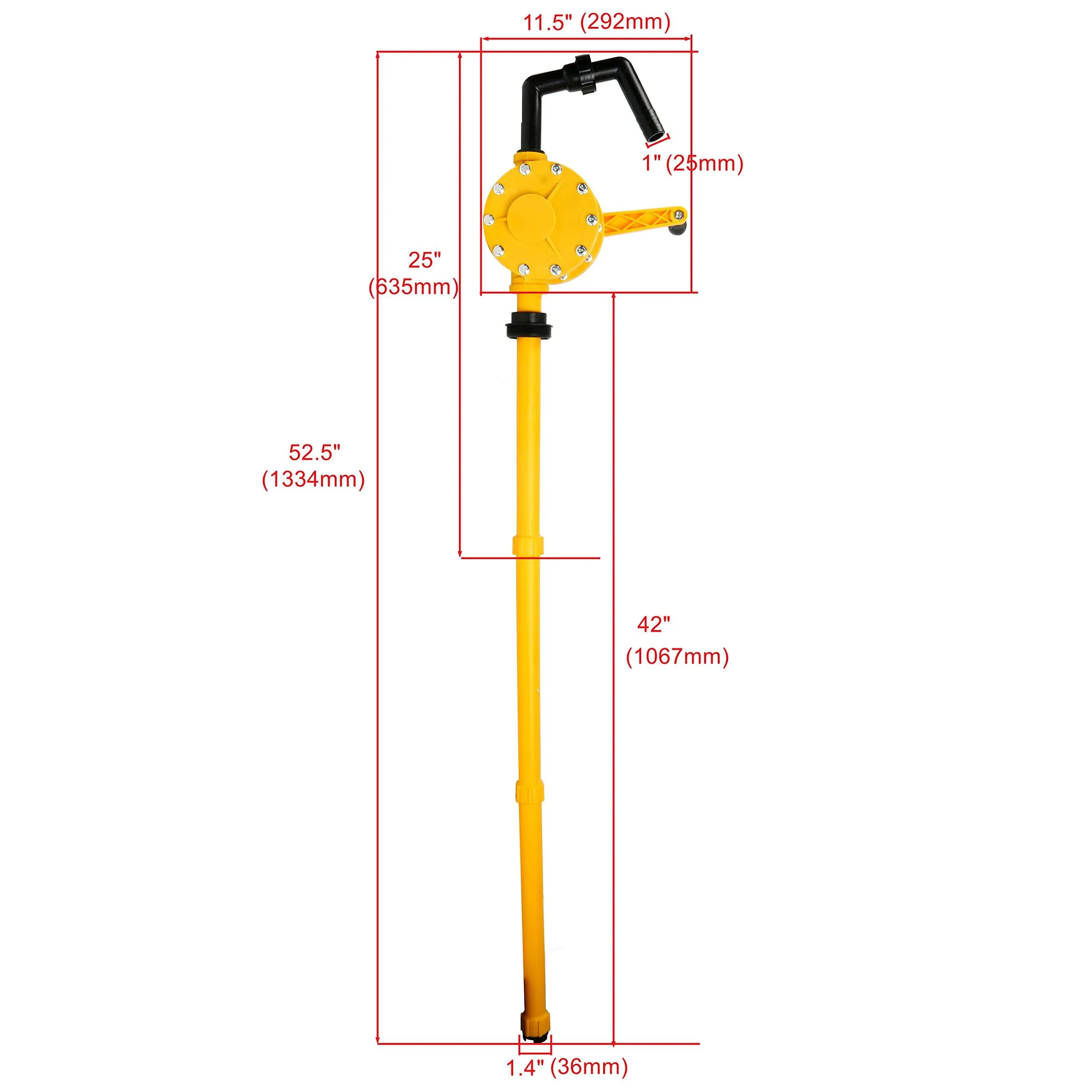 Amarine Made Barrel Pump Plastic Polypropylene Hand Rotary Transfer Drum Pump 300cc(300ml), 70 times/min