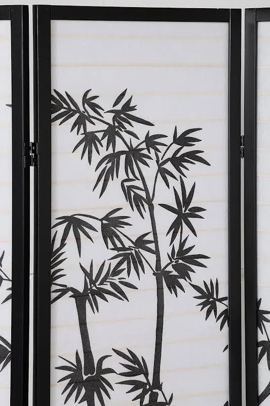 Roundhill Furniture 3-Panel Oriental Shoji Room Divider Screen, Black