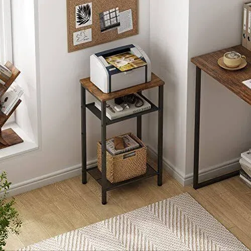 3 Tier End Table Set of 2 Telephone Table Tall Side Table Storage Small Nightstand Small Spaces