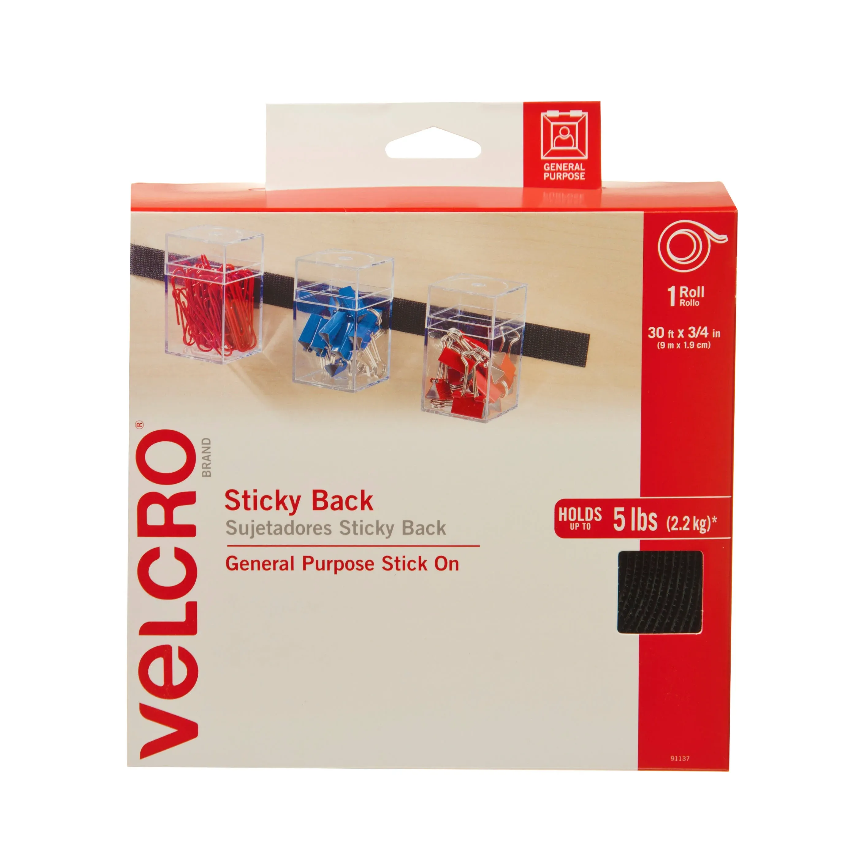 Velcro Sticky-Back Hook & Loop Fasteners Black