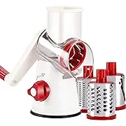 Rotary Cheese Grater Manual Kitchen Vegetable Shredder 3 in 1 Round Potato Slice