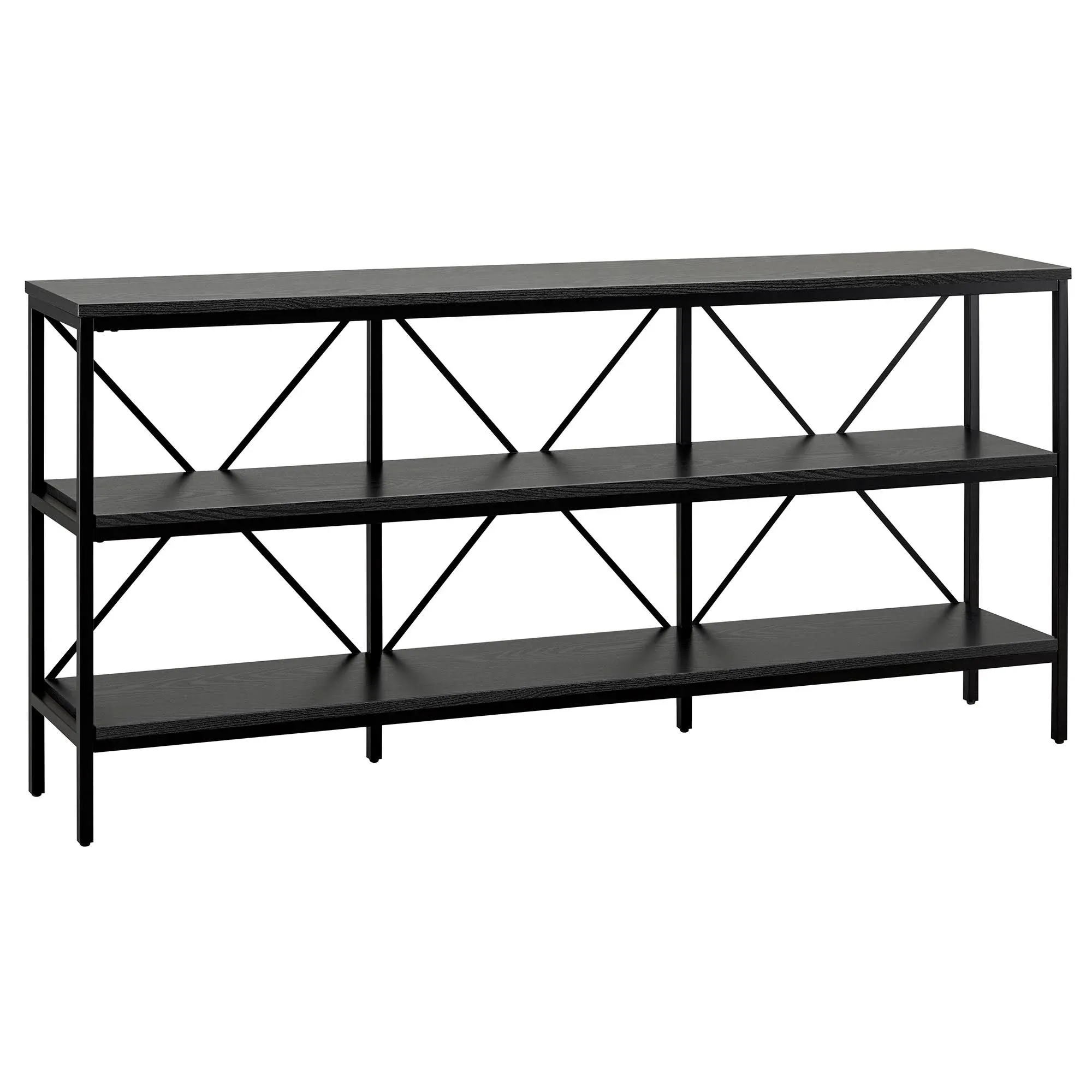 Kira 64" Wide Rectangular Console Table In Blackened Bronze/Alder Brown