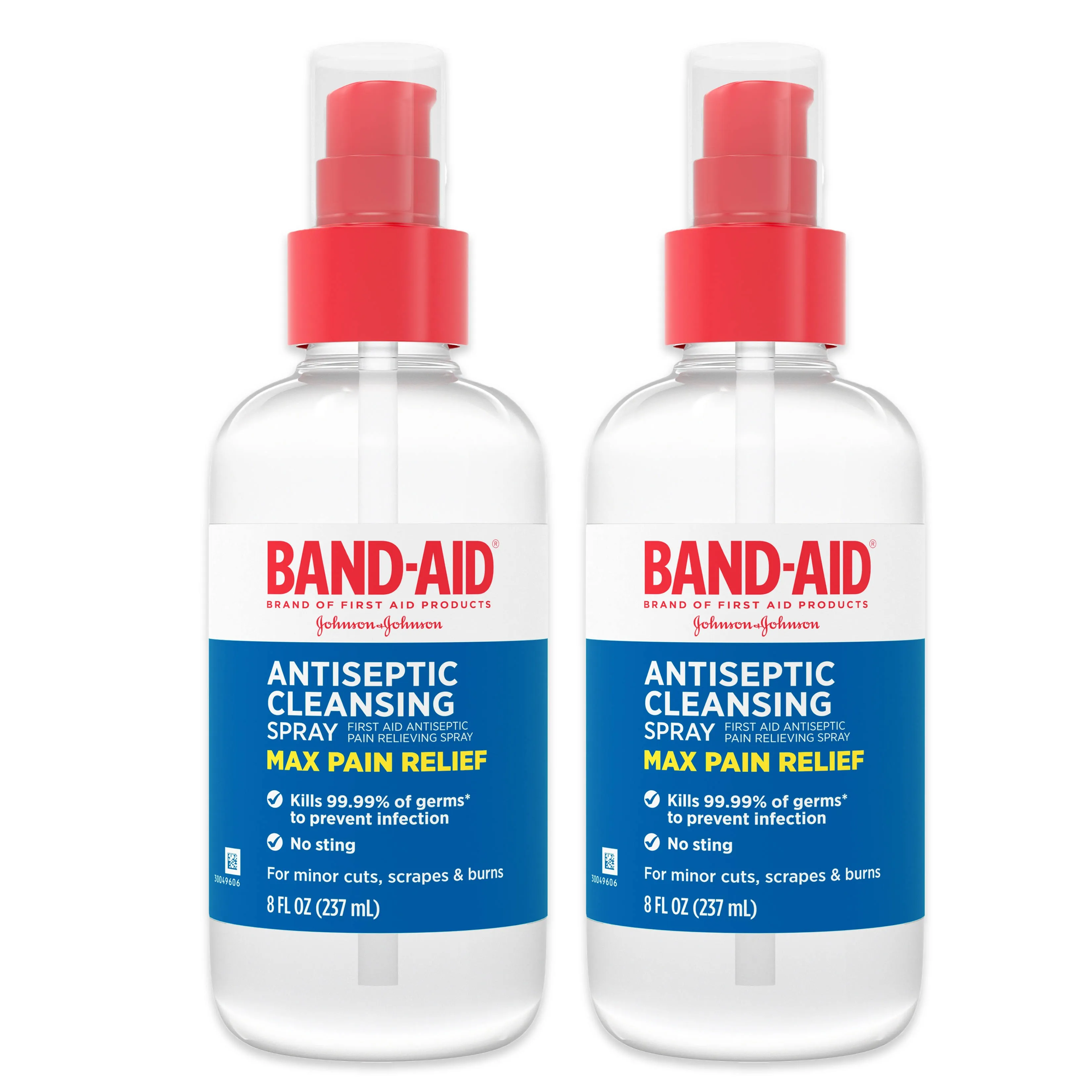 Band-Aid Brand Antiseptic Cleansing Spray, First Aid Antiseptic Spray Relieves Pain & Kill Germs, with Benzalkonium Cl Wound Antiseptic & Pramoxine HCl Topical Analgesic, 2 x 8 fl. oz