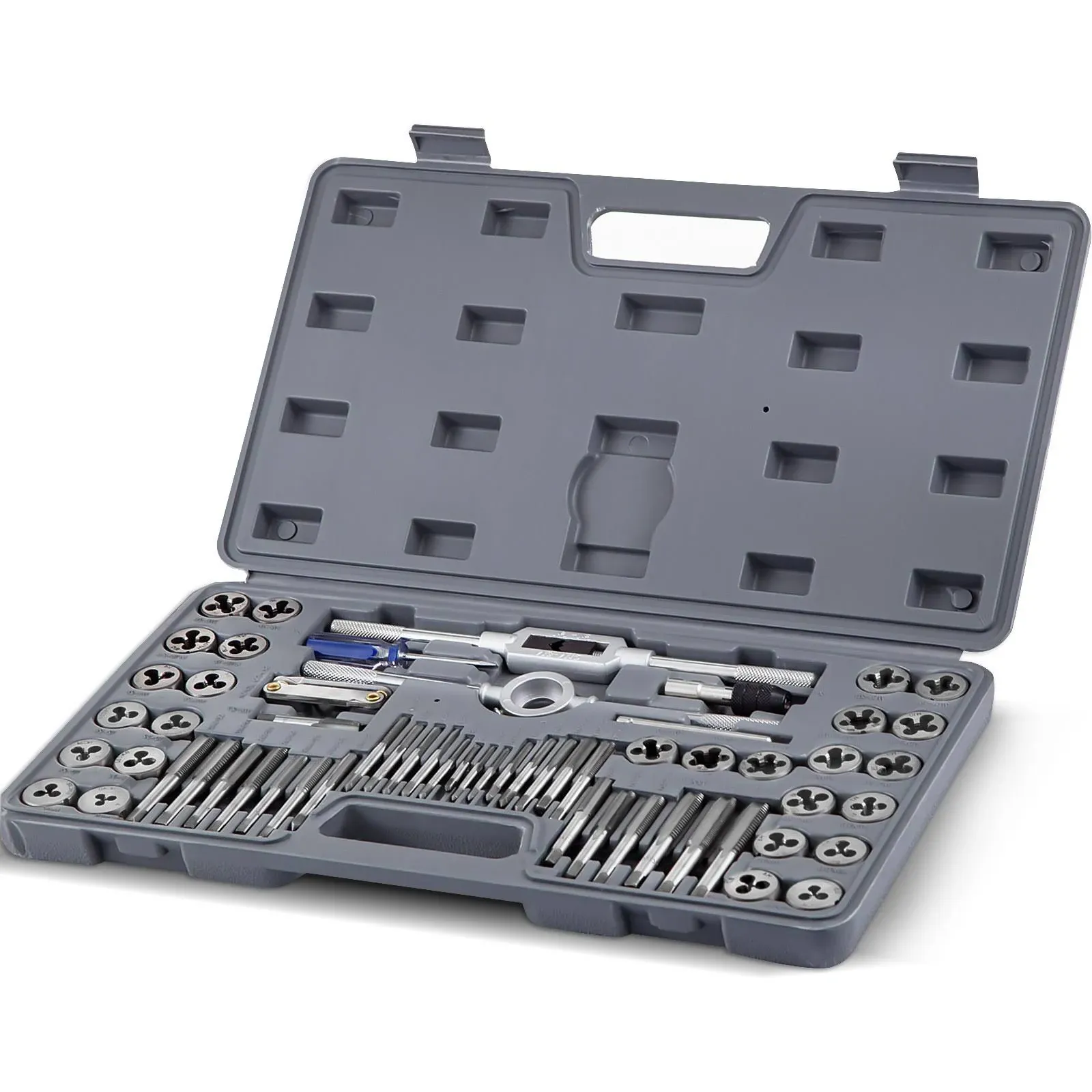 VEVOR Tap and Die Set, 60 PCS Tap Set Metric and Sae with Storage Case, Carbon Steel Internal and External Tap and Die Set Metric and Standard