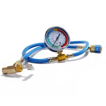 R134A Recharge Hose Car AC Refrigerant Charge Hose Kit Recharging Hose with Gauge, A/C 1/2 Recharge Measuring Kit Can Tap Air Conditioning Pressure Gauge R134A