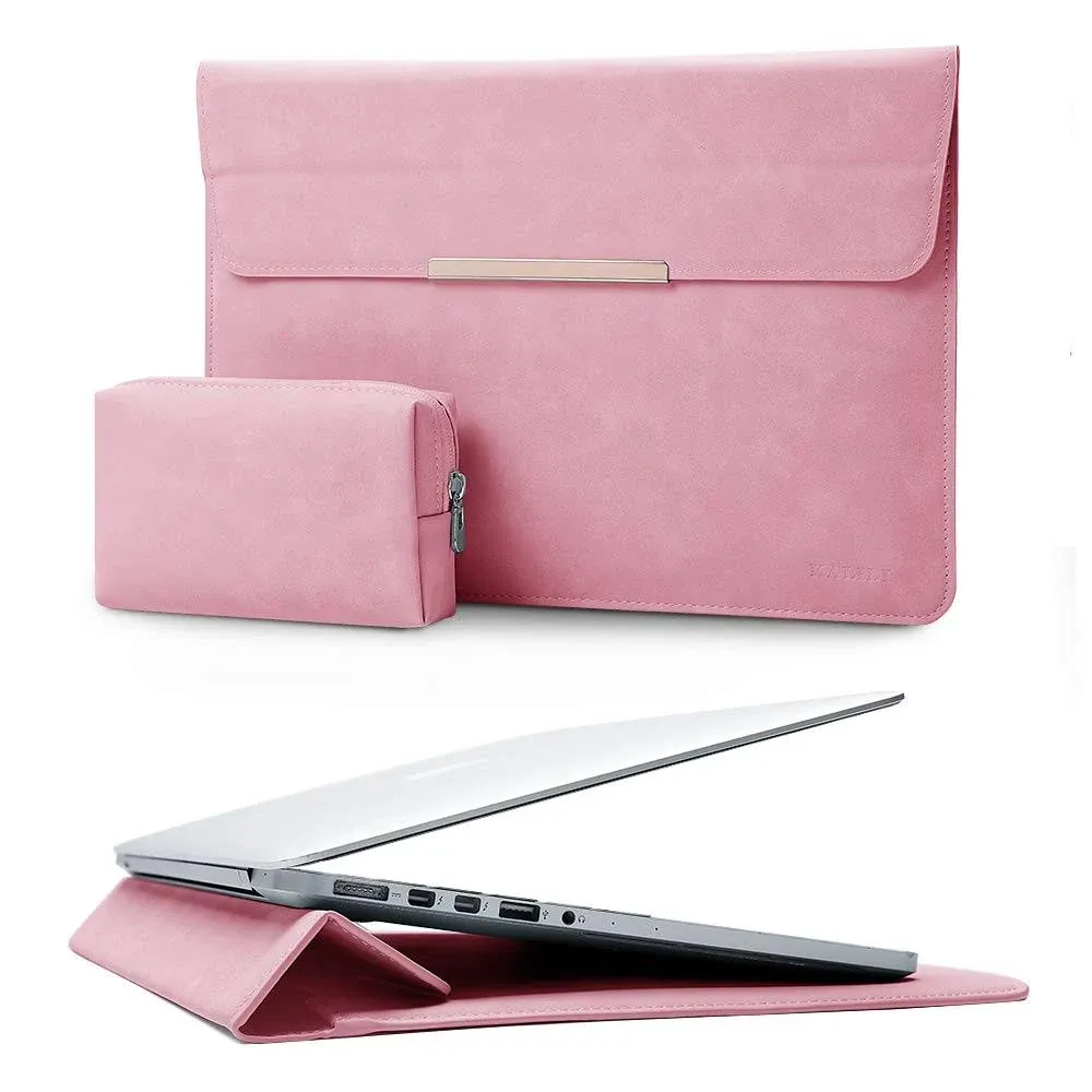 KALIDI 13.3 inch Laptop Sleeve Case Stand Faux Suede Leather for MacBook Air Pro ...