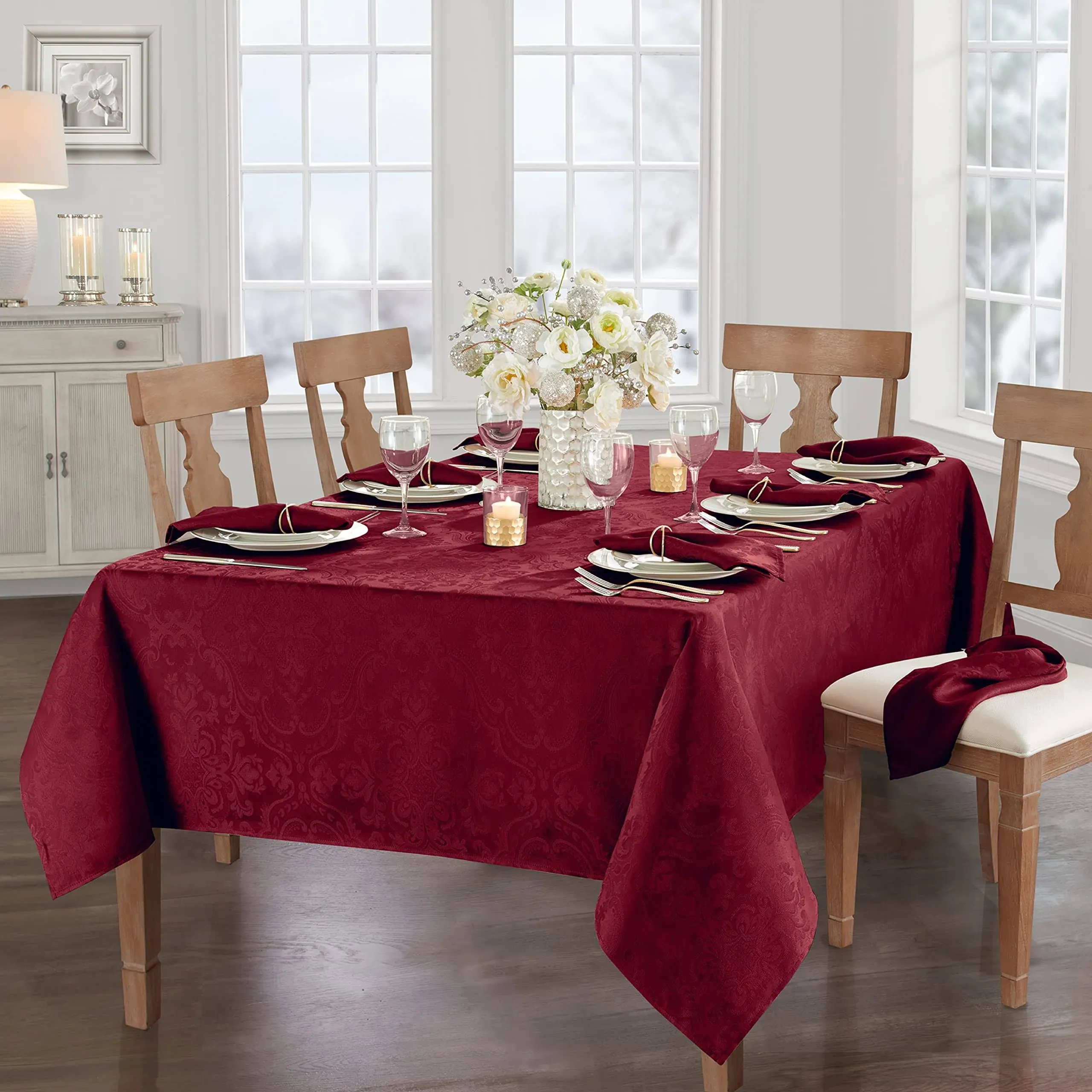 Caiden Elegance Damask Water and Stain Resistant Tablecloth