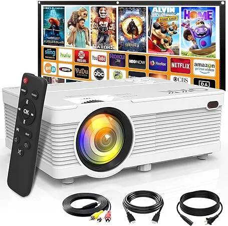 Mini Projector, Latest Upgraded Home Projector Full HD 1080P and 200" Display Supported, Compatible W/TV Stick, Smartphone, HDMI, AV, SD