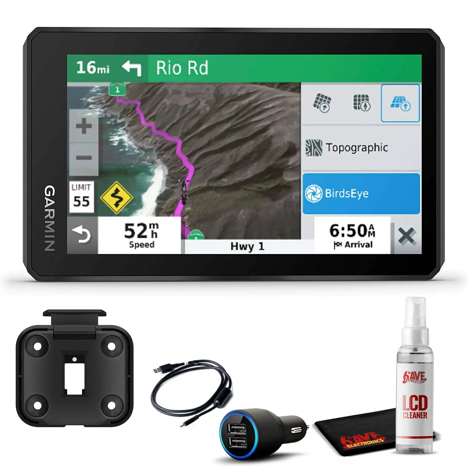 Garmin Zumo XT, All-Terrain Motorcycle GPS Navigation Device, 5.5-inch UltraBright and Rain-Resistant Display with 6Ave Travel Bundle & Cleaning Kit