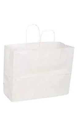 Large White Kraft Paper Shopping Bags - Case of 25