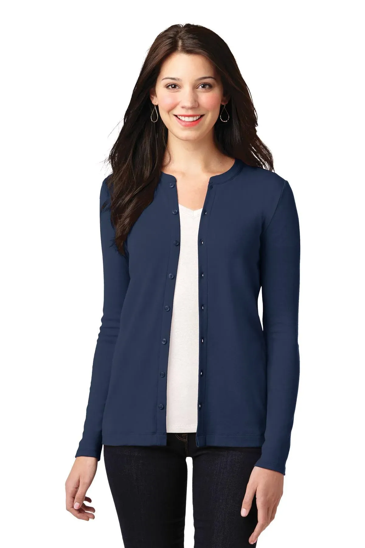 "Port Authority Women's Dress Blue Navy Concept Stretch Button-Front Cardigan"