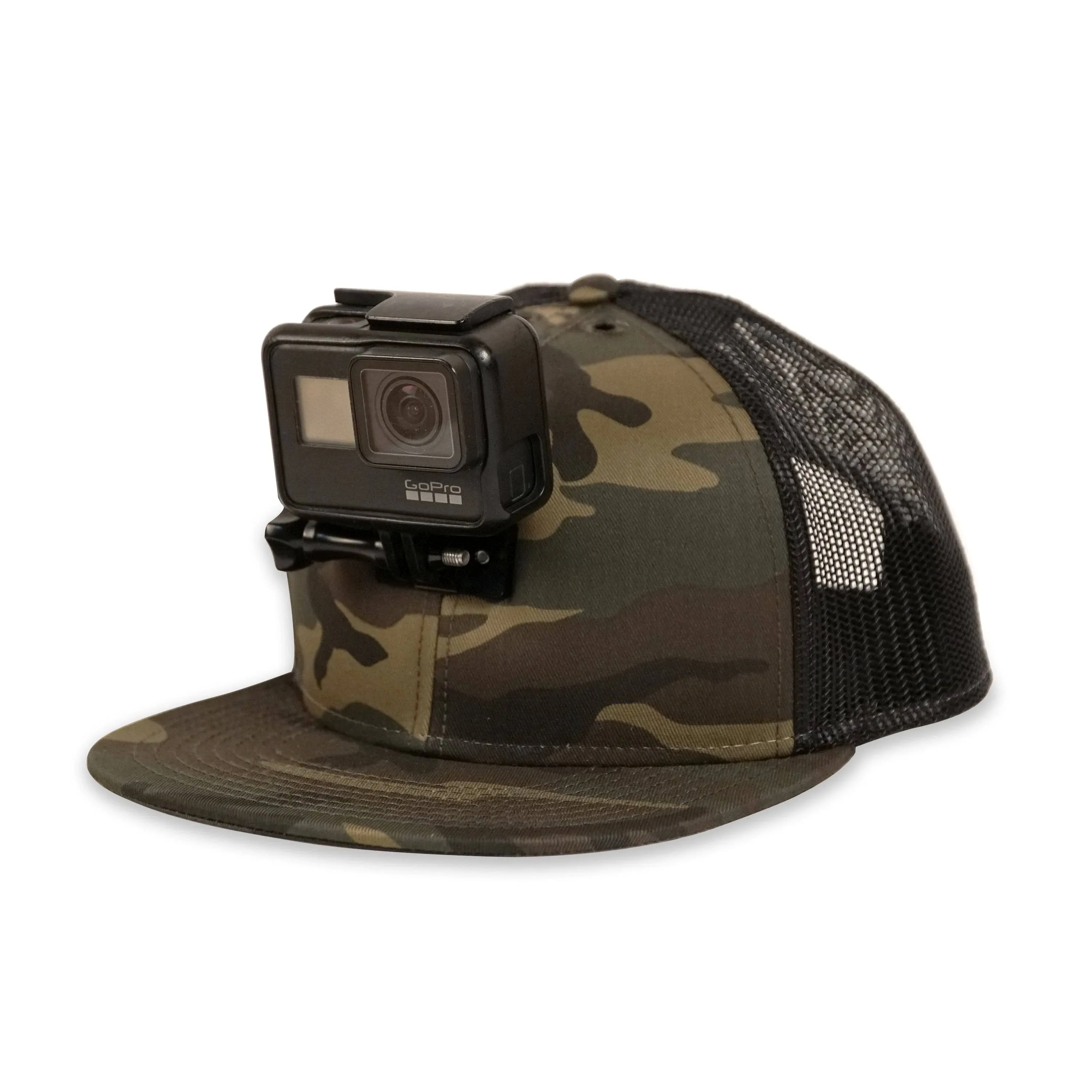 ActionHat® Camo Flat Bill - Patented Floating Hat Mount Compatible for GoPro Hero 9/8/7/6/5/4/3 Action CameraActionHat® Camo Flat Bill - Patented Floating Hat Mount Compatible for GoPro Hero 9/8/7/6/5/4/3 Action Camera