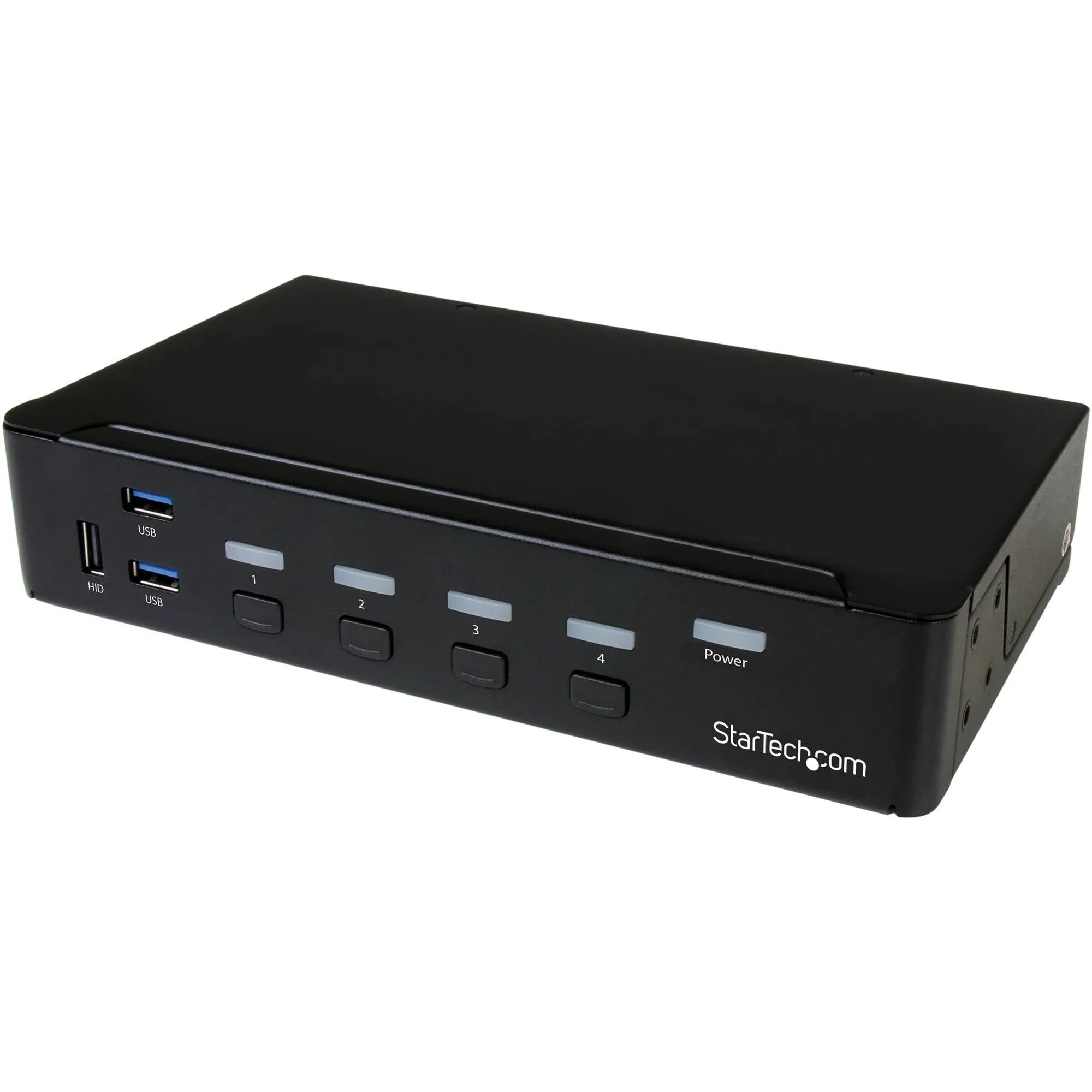 StarTech.com 4 Port DisplayPort KVM Switch - DP KVM Switch with Audio and Built-in USB 3.0 Hub for Peripherals - 4K 30Hz (SV431DPU3A2) 