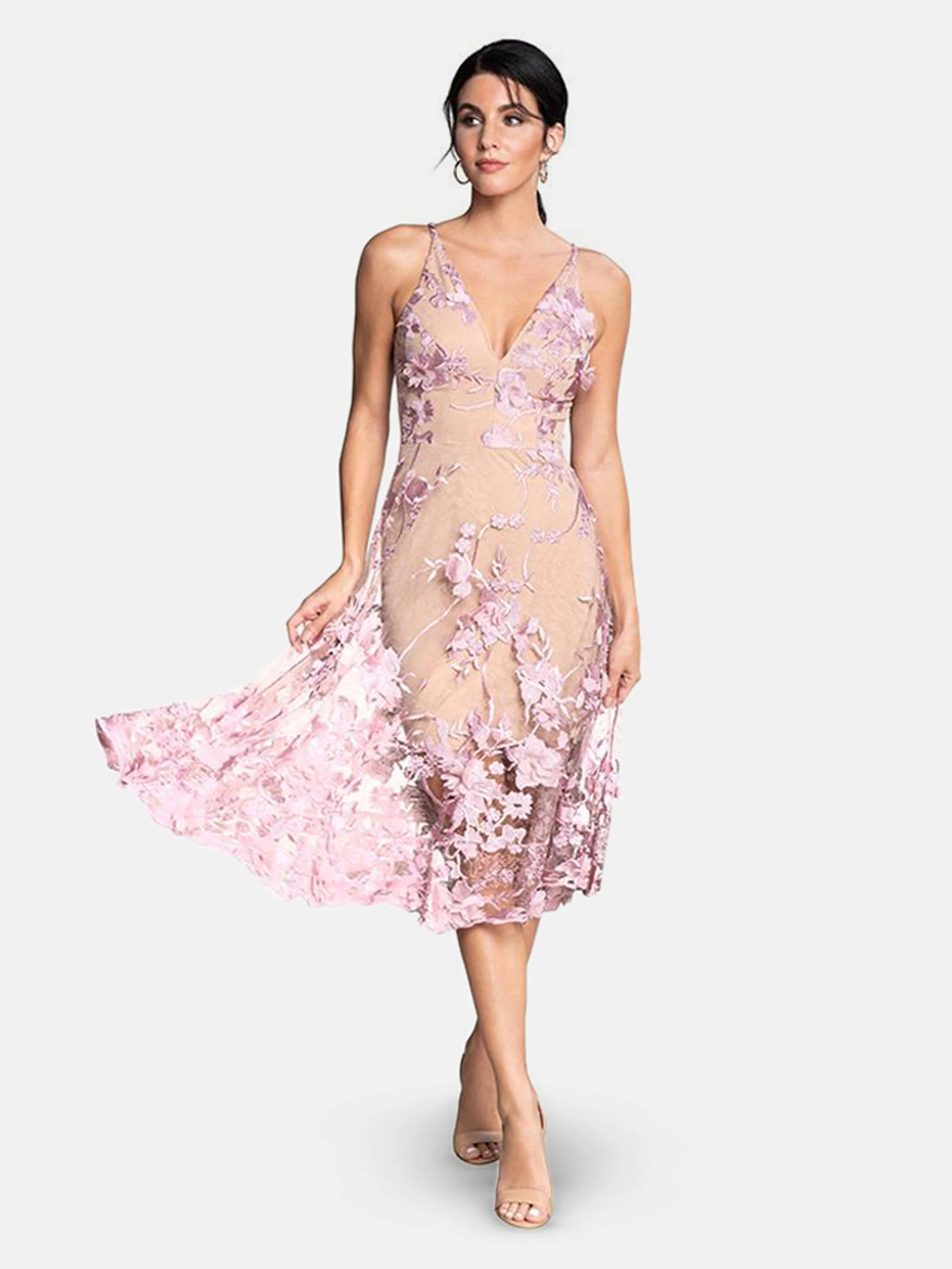 Dress the Population Audrey Floral Applique Lace Dress