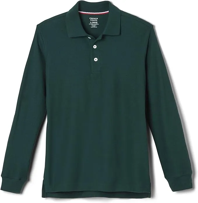 French Toast Boys Long Sleeve Pique Polo, Green