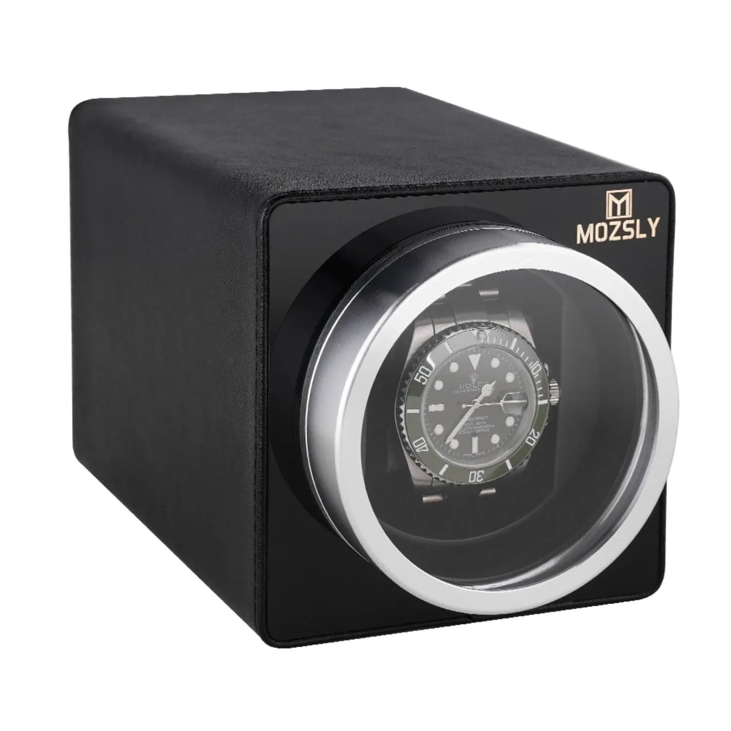 MOZSLY Watch Winder for Automatic Watches with Quiet Motor 12 Rotation Mode Setting Leather