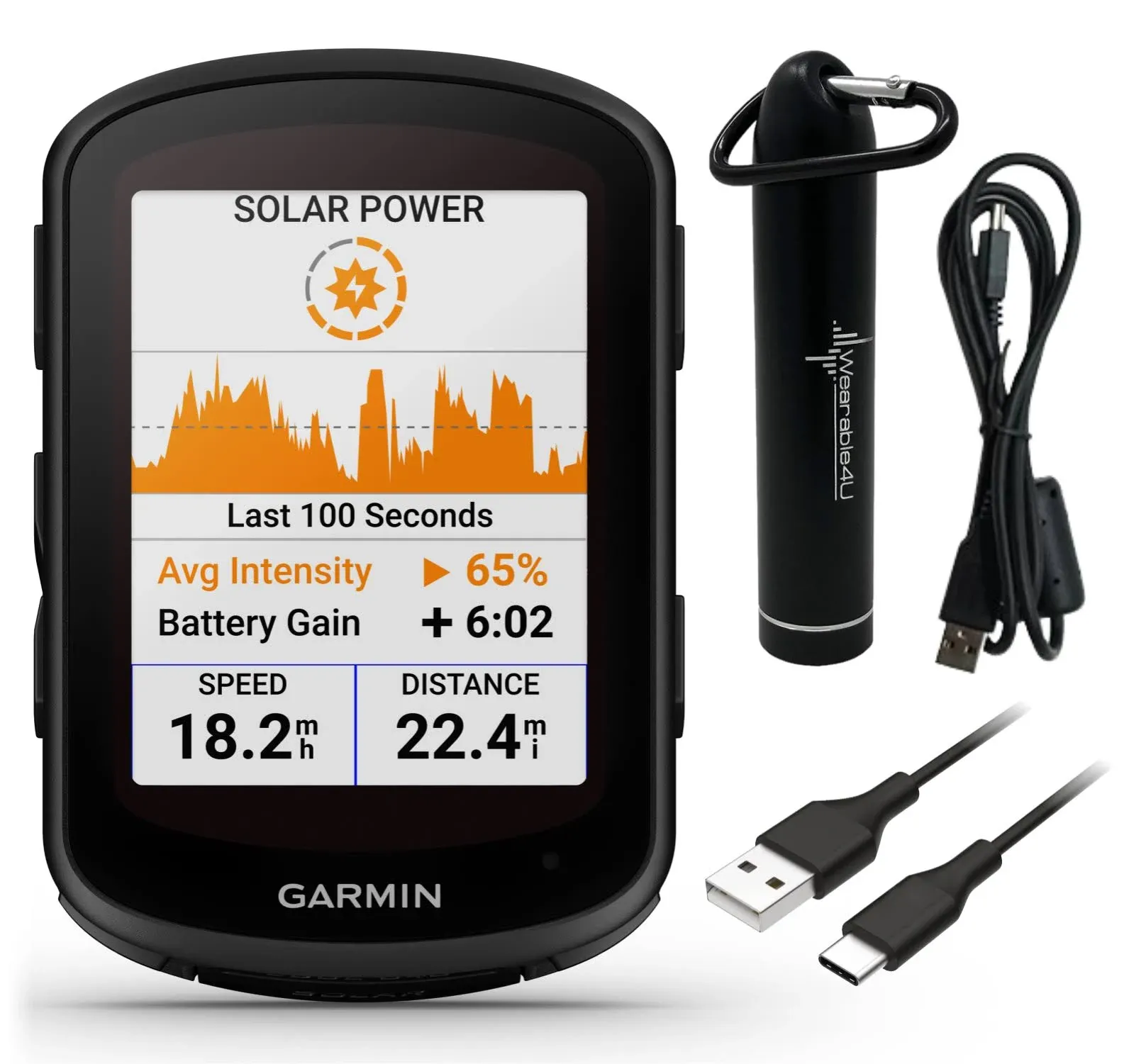 Garmin Edge 840 Solar GPS Cycling Computer, Touchscreen, Button Controls, Advanced Navigation with Wearable4U E-Bank Bundle