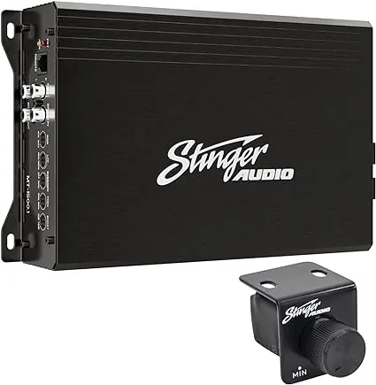 STINGER Audio MT15001 Monoblock Class D Mosfet Power Supply Amplifier with Remote Subwoofer Level Control,1500 Watts RMS.