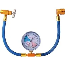 R134A Recharge Hose Car AC Refrigerant Charge Hose Kit Recharging Hose with Gauge, A/C 1/2 Recharge Measuring Kit Can Tap Air Conditioning Pressure Gauge R134A