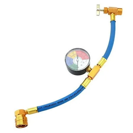 GENEMA R134A Car AC Refrigerant Charge Hose Kit Recharge Hose with Gauge Air Conditioning Pipe Refrigerant Addition Tube