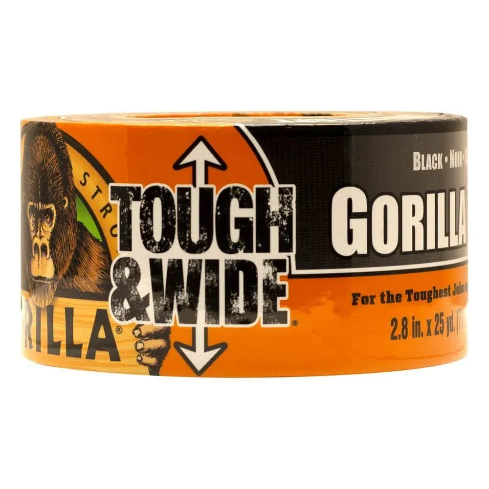 Gorilla Tough & Wide Duct Tape, Black, 2.88" x 25 yd.