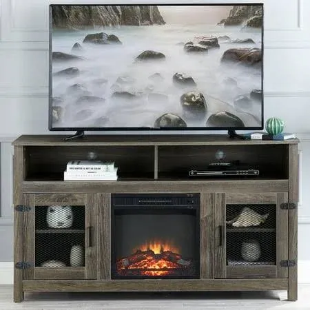 TV Stand Electric Fireplace Fit up to 65&#034; Adjustable Shelve Entertainment Center