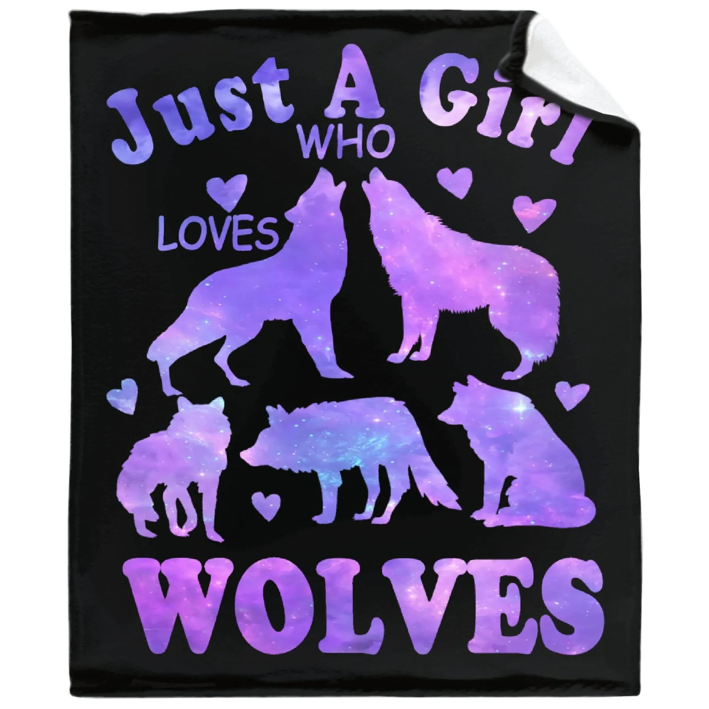 Wolf Blanket Stuffed Just Girl Who Loves Wolves Plush Gift for Kid Women Toddler Fleece Throw Cute Purple Animal Lover Lightweight Sheet Super Soft