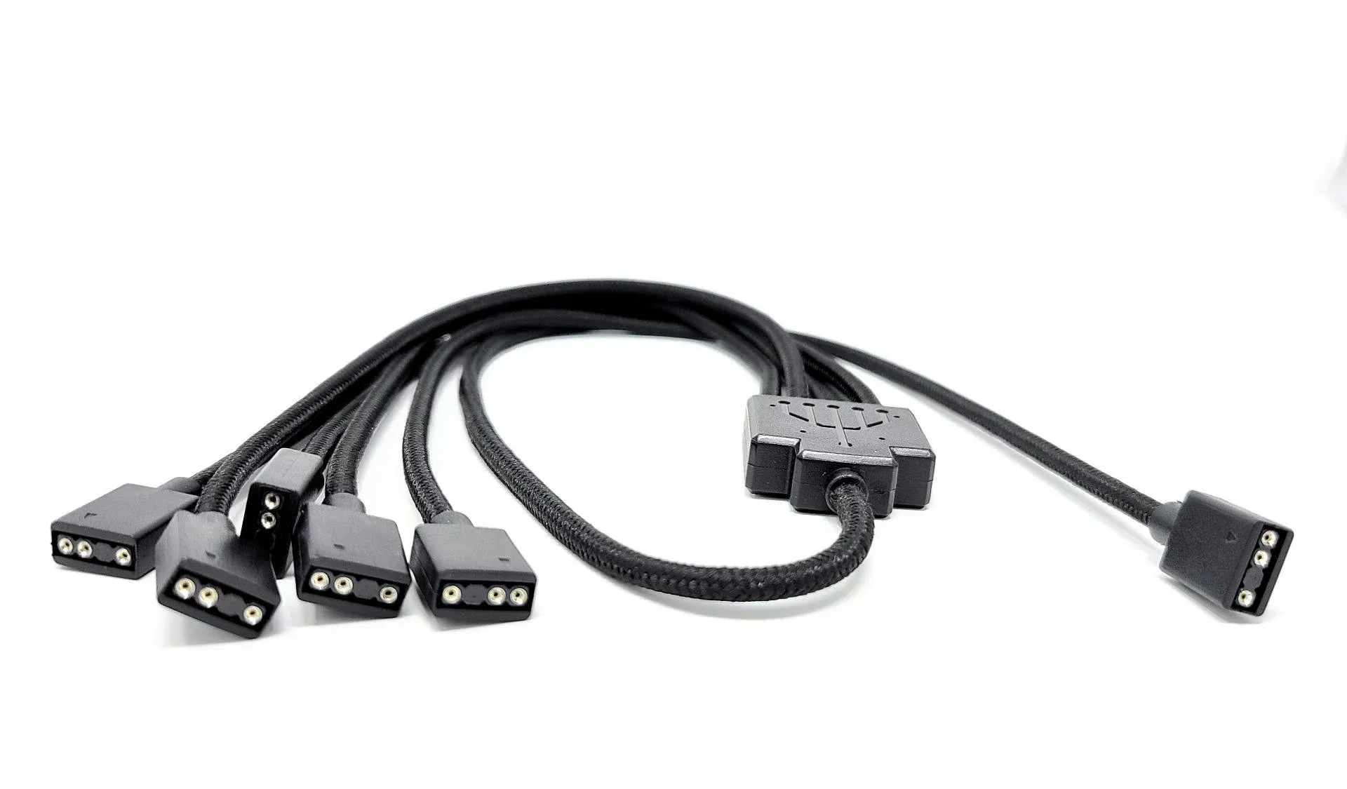 Micro Connectors F04-15AS70-BK 70cm Black Premium Sleeved 1 to 5 3-Pin Addressable (ARGB) Splitter Cable