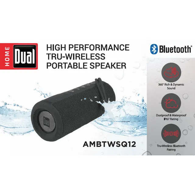 Dual Electronics Ambtwsq12 Wireless Portable Bluetooth Speaker