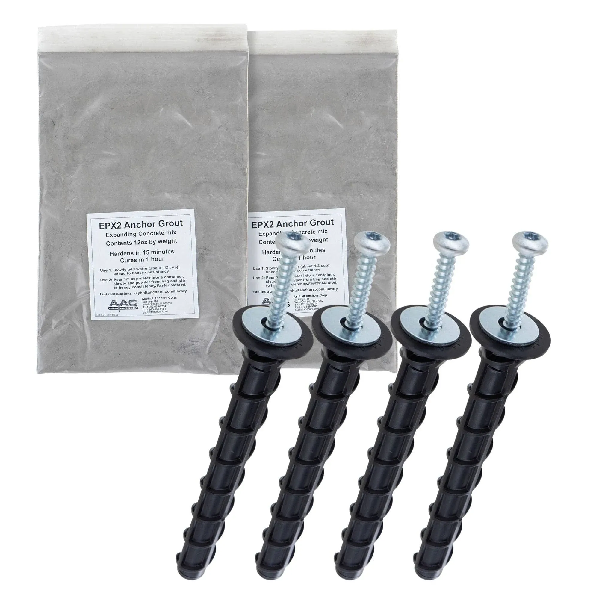 BoltHold amAK-4 Asphalt Anchor Kit w/ 4 am625 & 2 Epx2 Grout