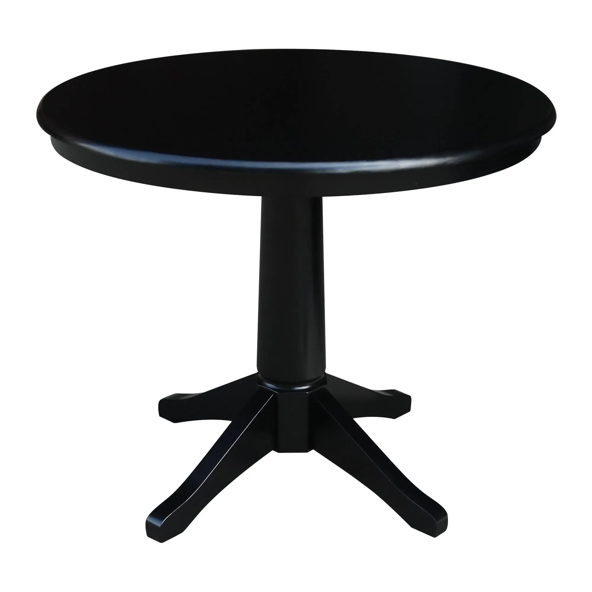 International Concepts Black Round Traditional Dining Table, Wood with Black Wood Pedestal Base 36-in L x 28.9-in H