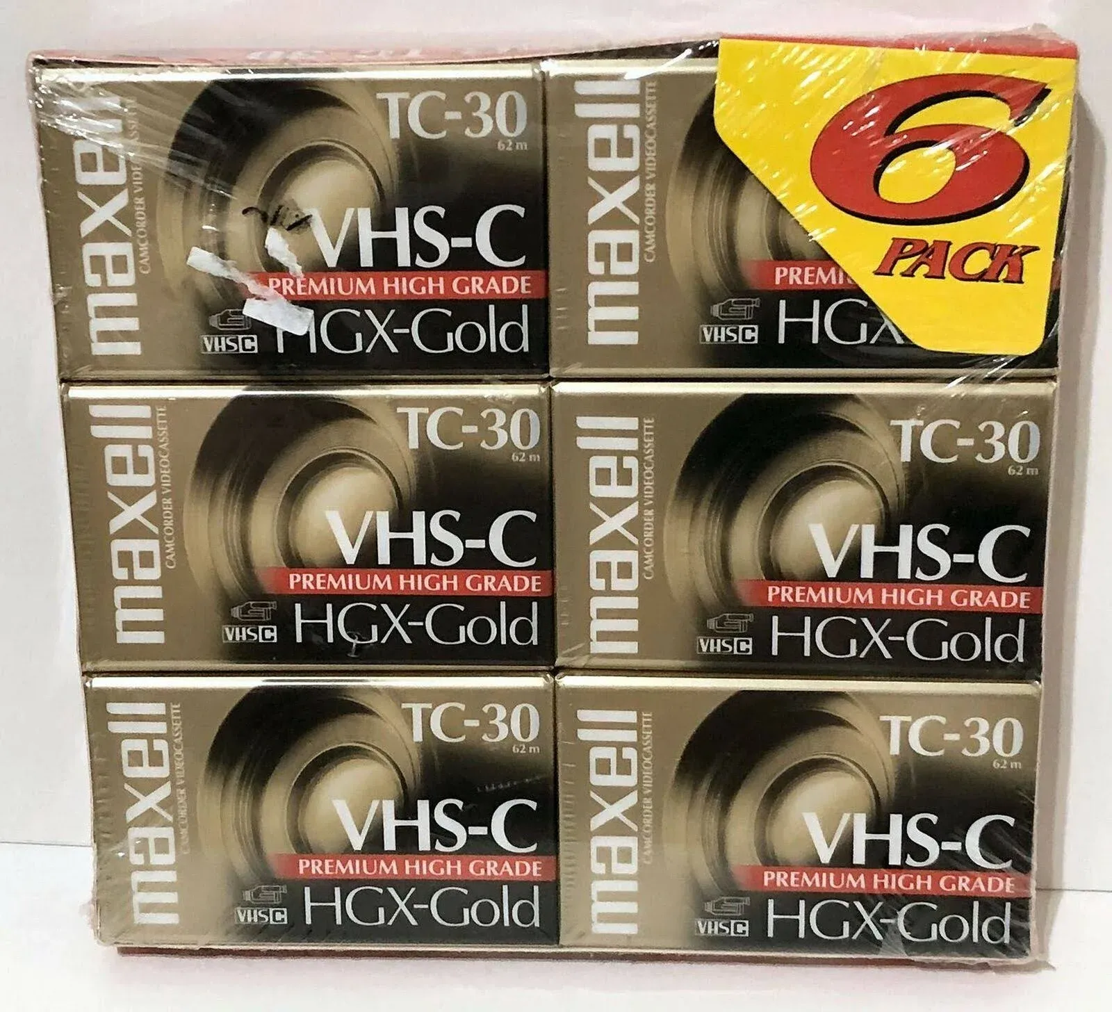 Maxell 203090 VHS-C TC-30 HGX Gold Camcorder Videocassette (3-Pack)