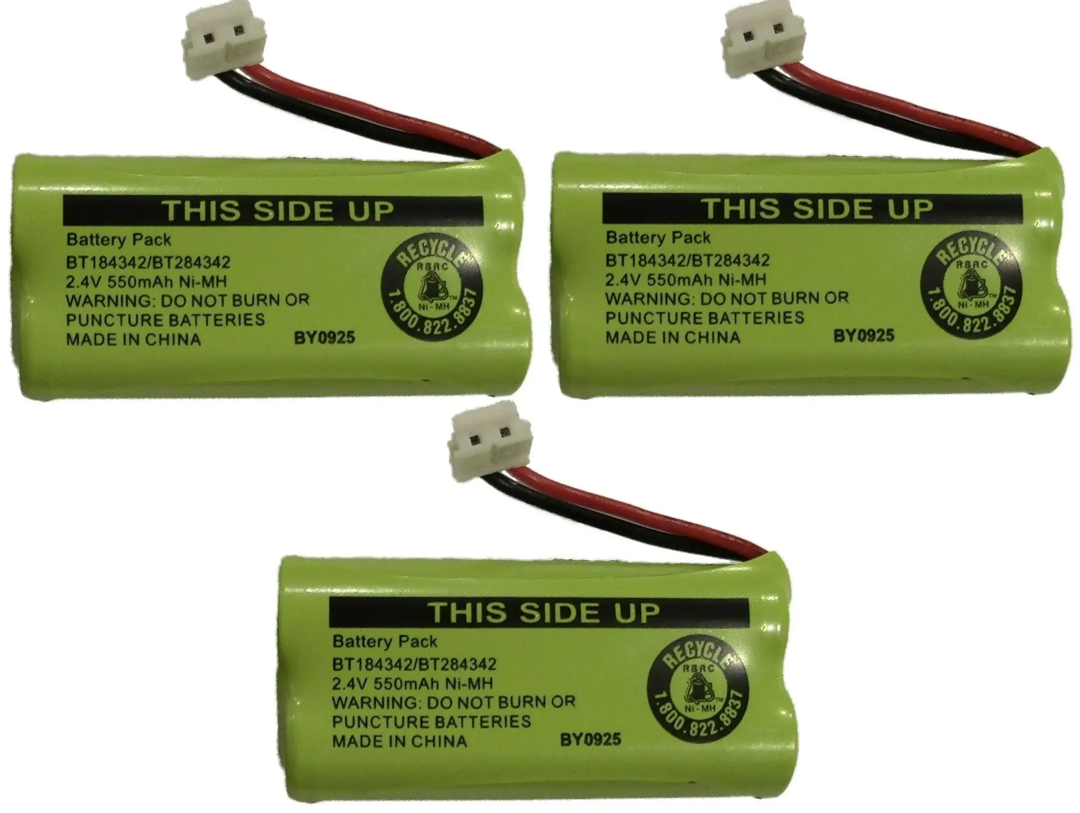 Battery BT184342 / BT284342 for AT&T Vtech GE RCA and Clarity Phones 2.4V 550mAh Ni-MH (3-Pack)