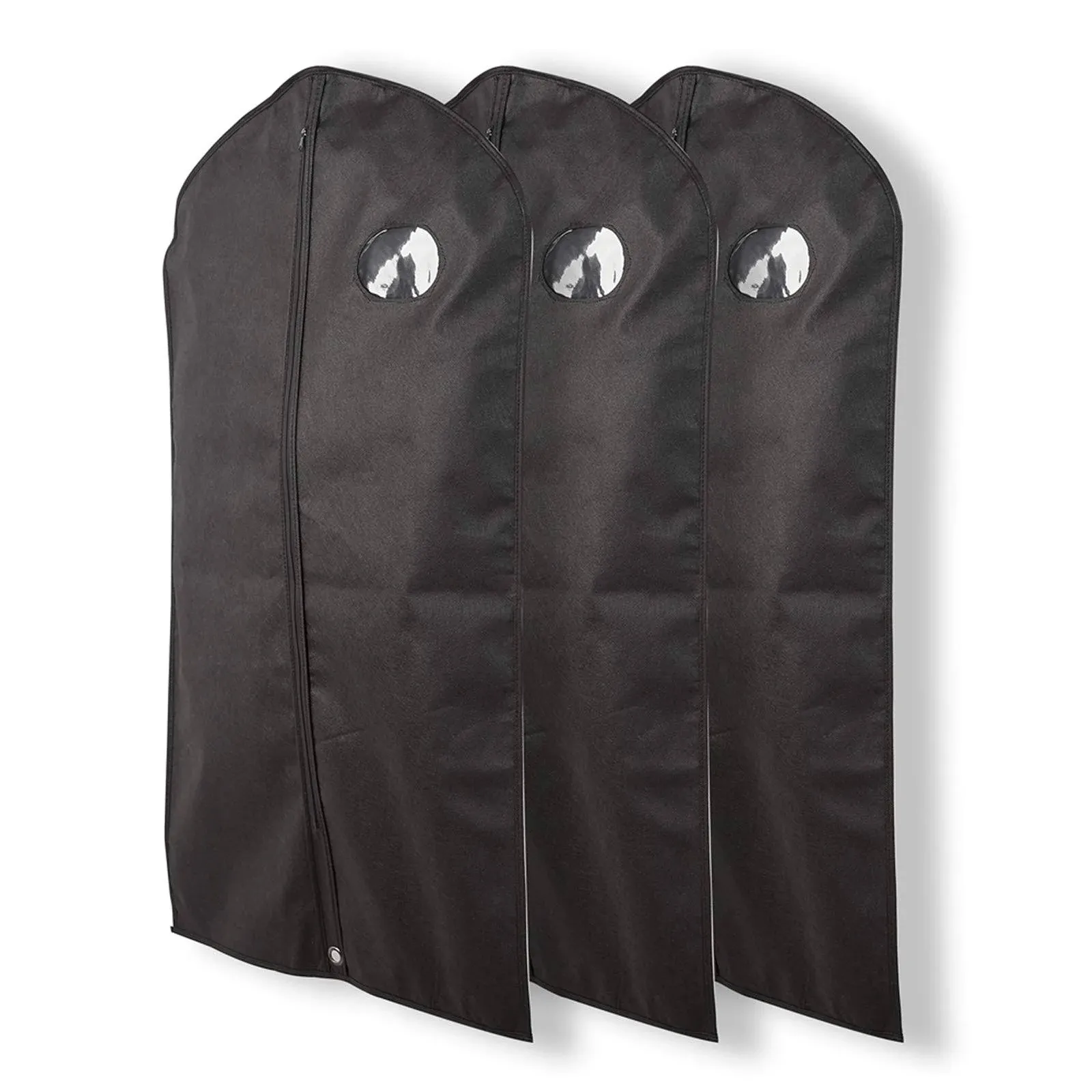 Pack of 3, 41 Inches Black Hanging Breathable Suit Garment Bags for Mens Closet,Jacket,Short Dress,Suit Travel, protector or Storage