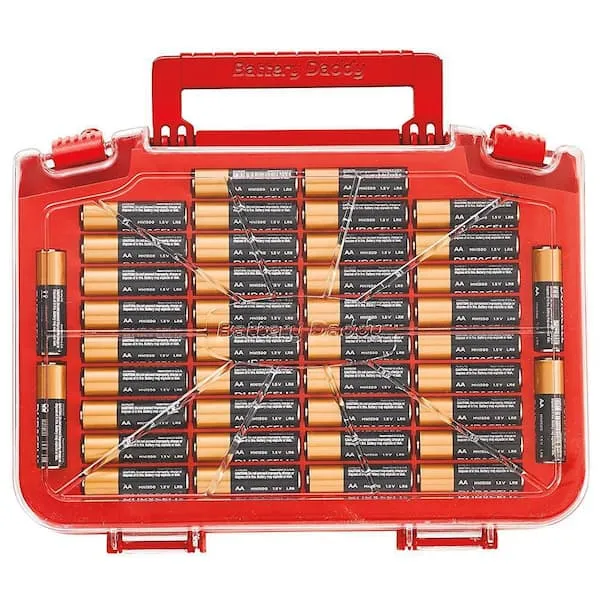 Ontel Battery Daddy - Battery Organizer Storage Case with Tester, Stores & Protects Up to 180 Batteries, Clear Locking Lid, As Seen On TV