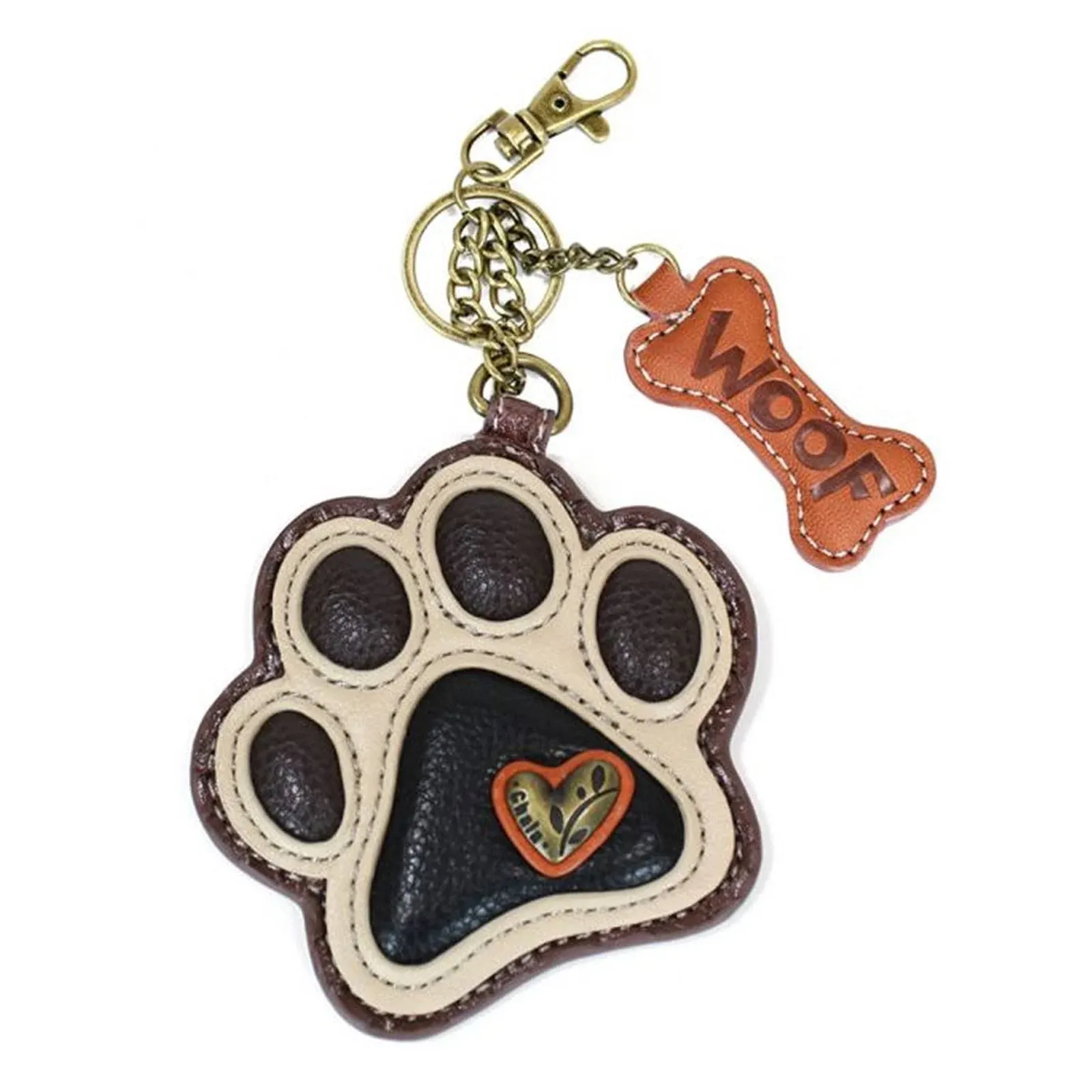 Chala Coin Purse/Key Fob, Ivory Paw Print