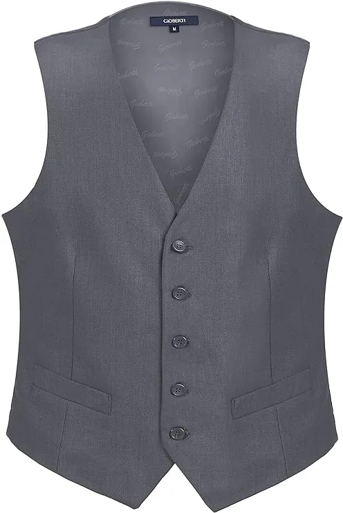 Gioberti Men&#039;s Classic Formal Charcoal Grey Button Up Suit Vest XL