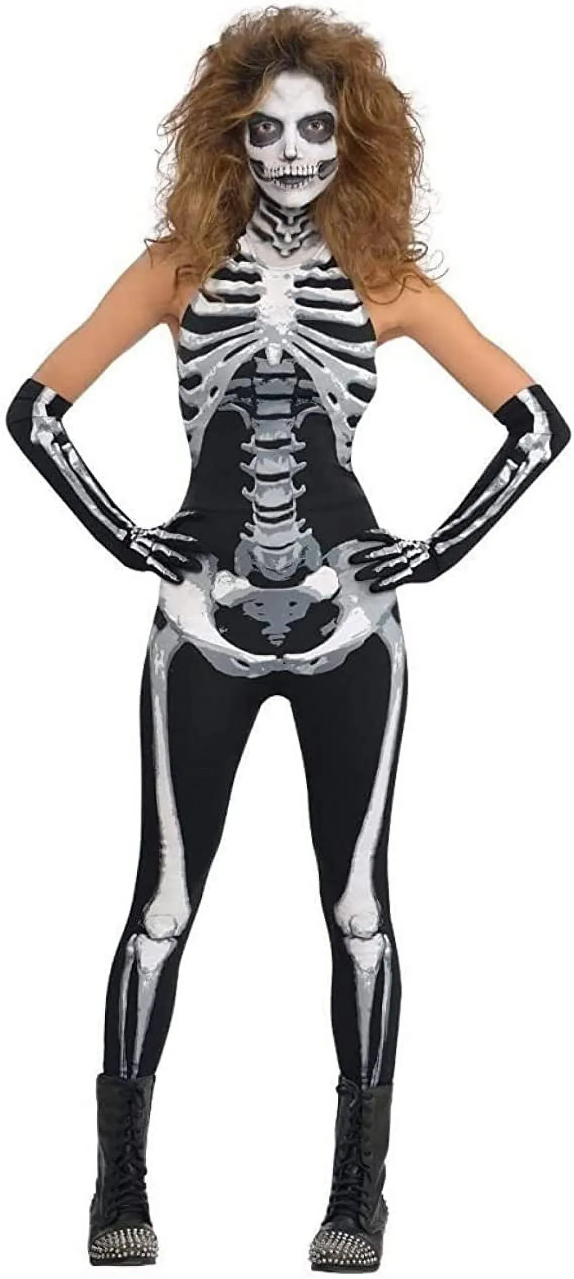 Skeleton Costume Adult Female Bodysuit Halloween Fancy Dress