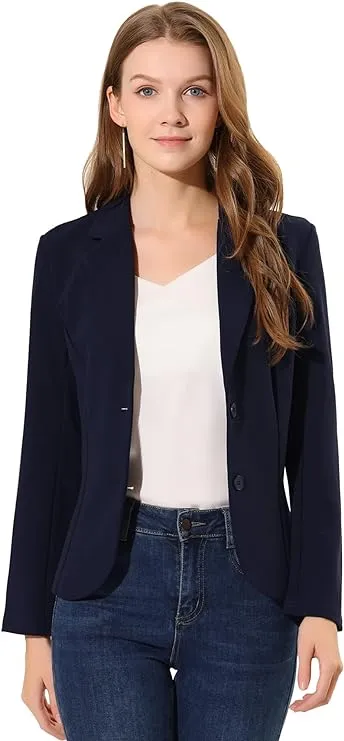 Allegra K Women's Work Office Blazer Stretch Lapel Collar Long Sleeve Jacket Suit Blazer