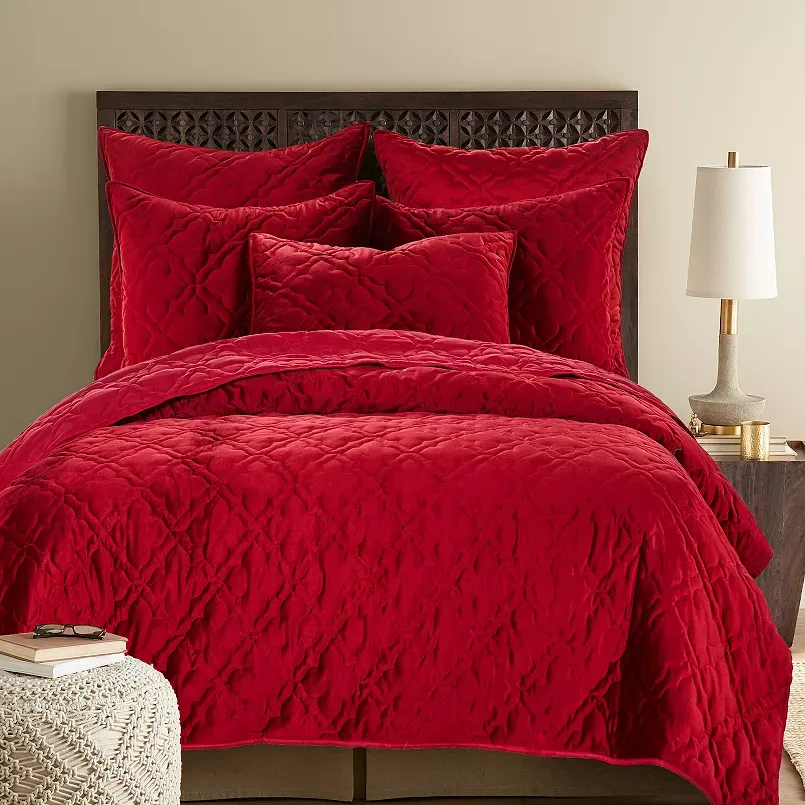 Levtex Home BH Caserta Velvet Red Quilt or Sham