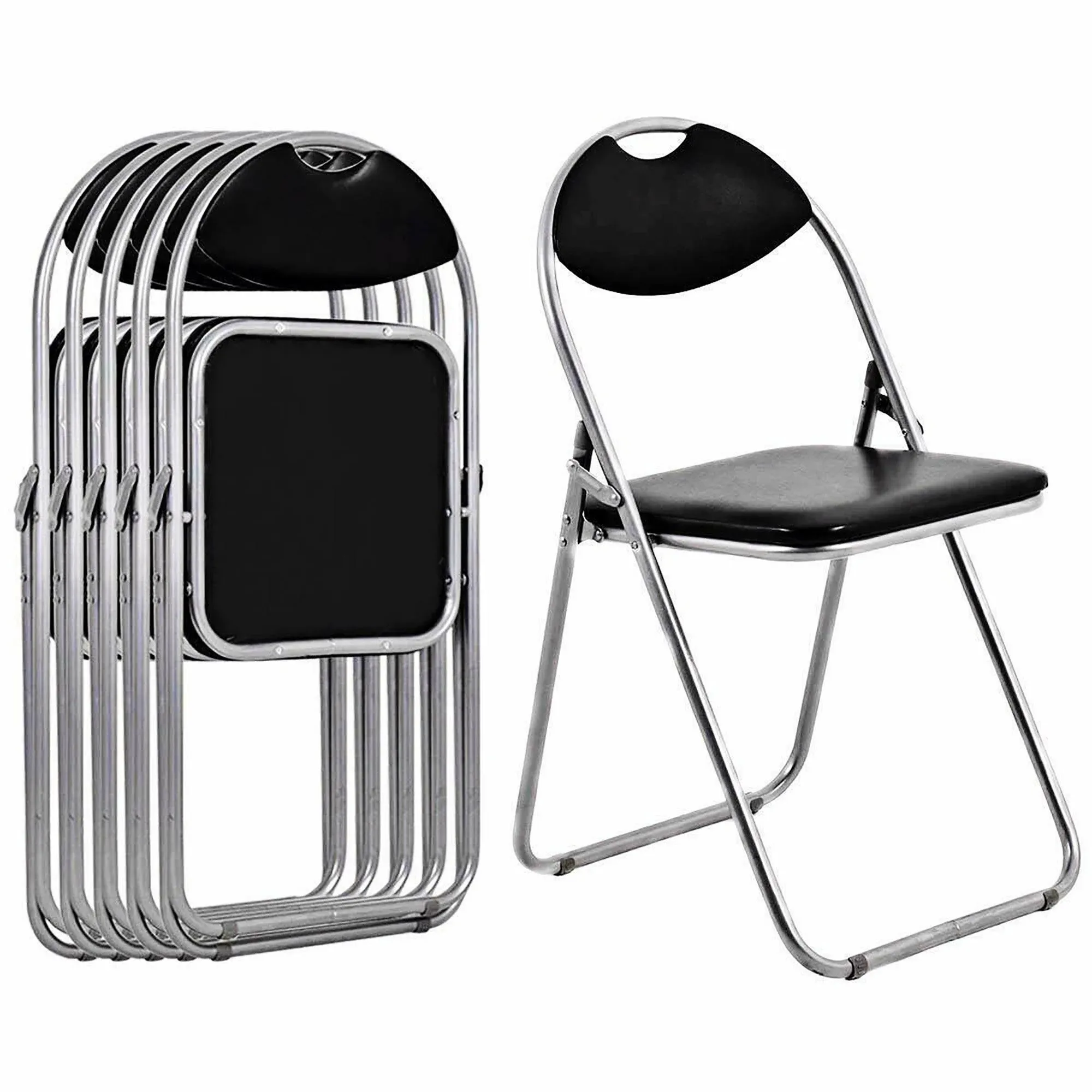 Costway 6 Pcs U Shape Folding Chairs Furniture Home Outdoor Picnic Portable Black