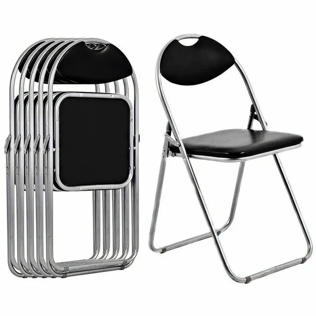 4 PCS U Shape Folding Chairs Furniture Home Outdoor Picnic Portable Black