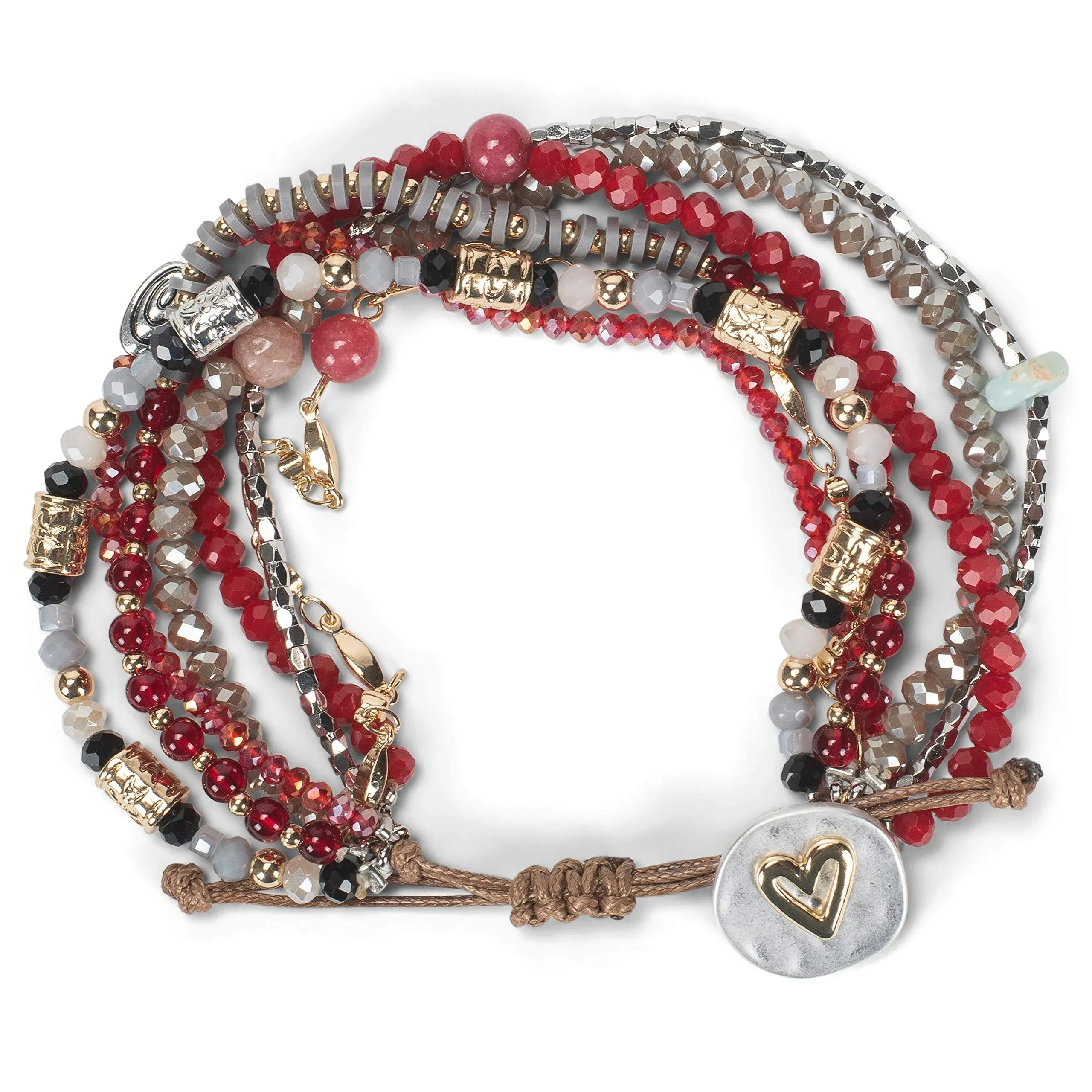 Garnet Beaded Heart Bracelet