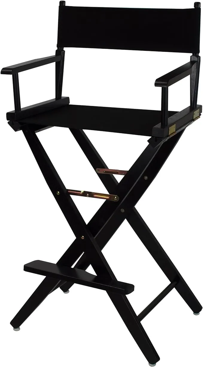 American Trails Extra-Wide Premium 30" Director's Chair Black Frame with Black Canvas, Bar Height