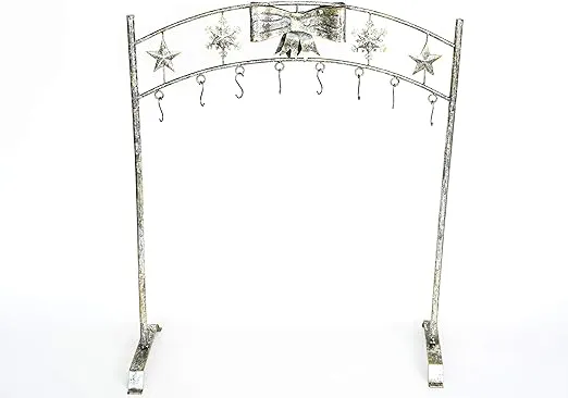 Silver Snowflake Christmas Stocking Holder Stand